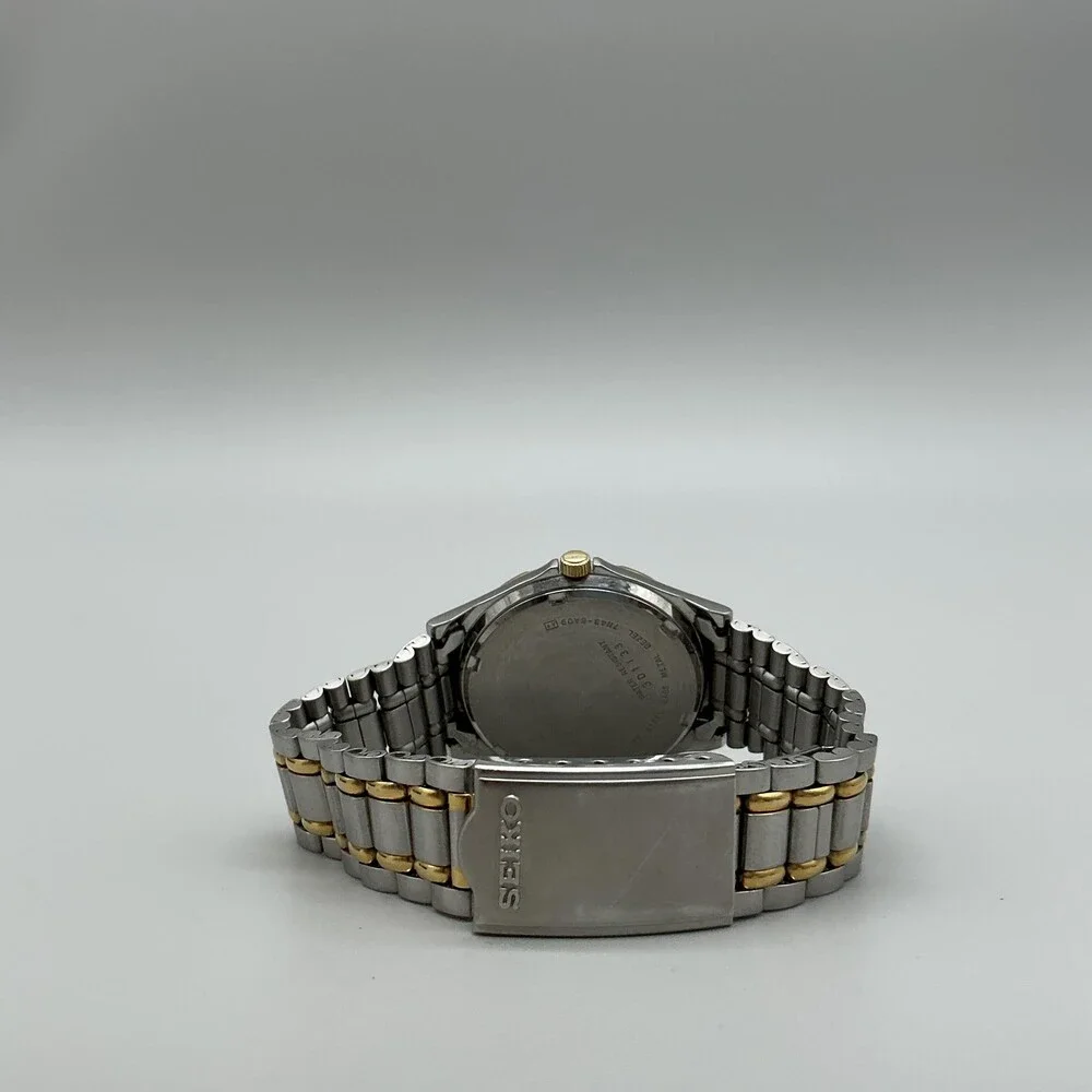 Vintage Seiko 7N43-6A09 Mens Watch 36mm Two Tone Day Date New Battery 6.75